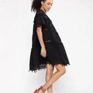 Cynthia Rowley Black Postcard Eyelet Pom Pom XS Dress